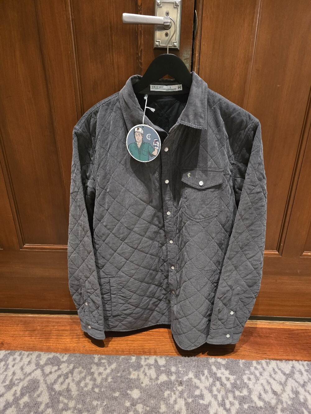 Criquet. New w/tags. Size L. Corduroy Quilted Button-Front Jacket - Gray